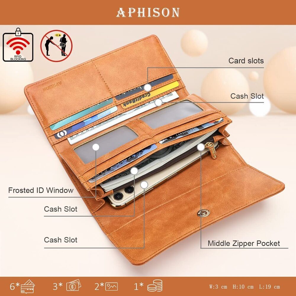 7376 Soft PU Leather Long Wallet Trifold Clutch Purse Credit Card Holder - Picture 3 of 6